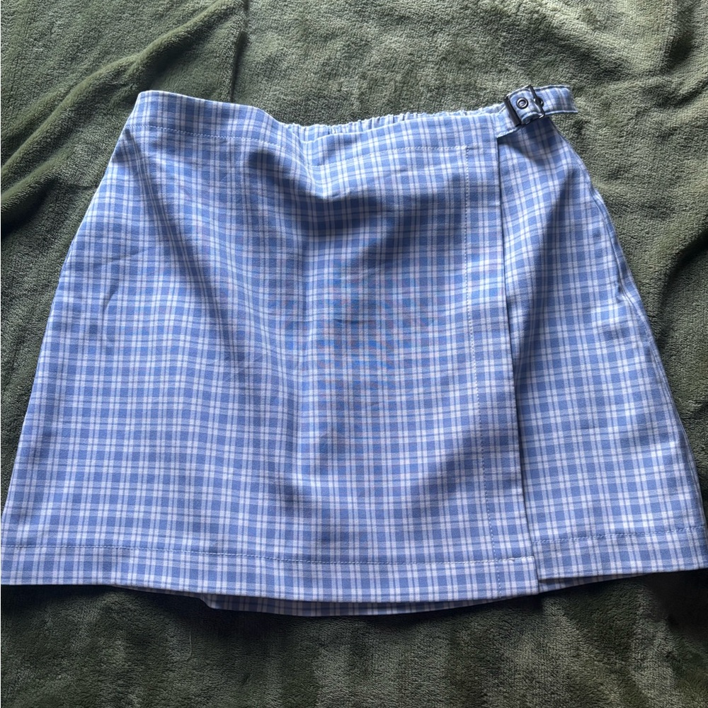 Wild Fable Blue Checkered Mini Skirt